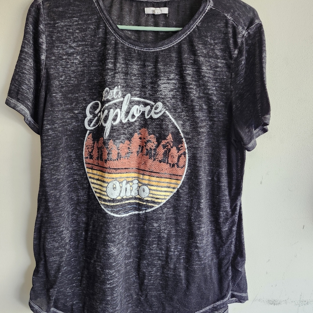 Maurices Womens Size L Black Graphic T-Shirt with Ohio Print